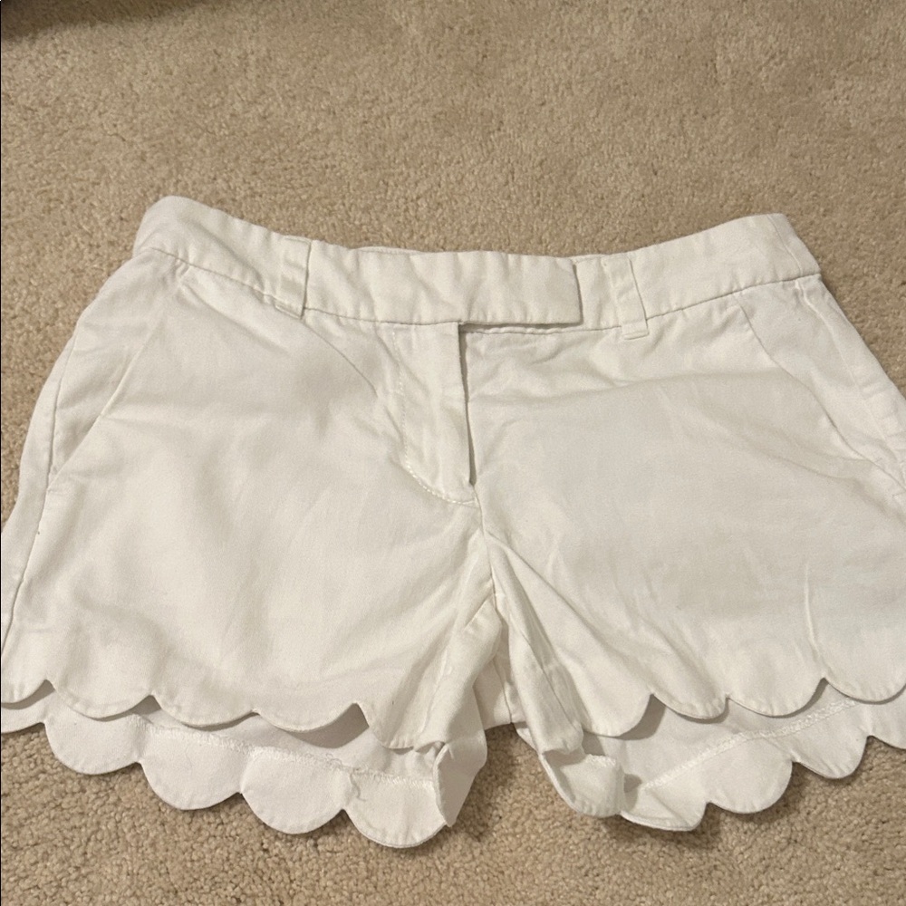 J. Crew Factory White Scalloped High Waist Shorts